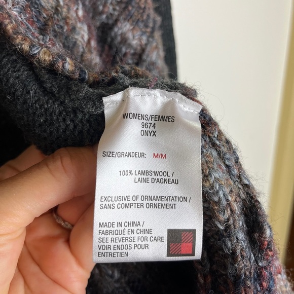 Woolrich Lambswool Open Front Cardigan Sweater M Gray Marled Trim Fall Cozycore - Picture 3 of 12